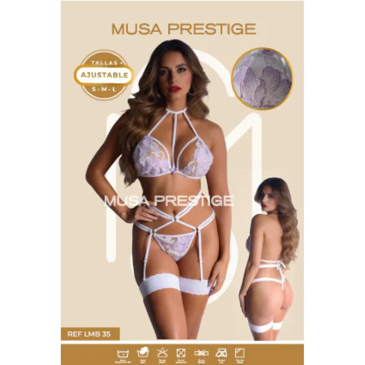 Lencería LMB 35 BLANCO ENCAJE LILA