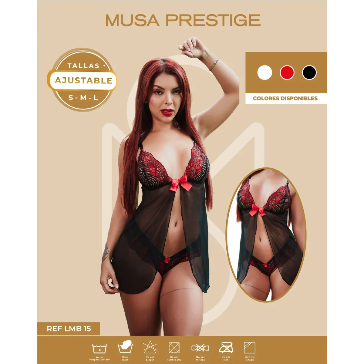 Lencería LMB 15 NEGRO ENCAJE ROJO