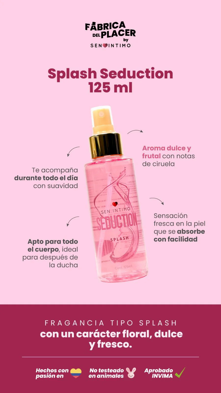 Splash Con Pheromonas Seduction x 125ml Sen Intimo