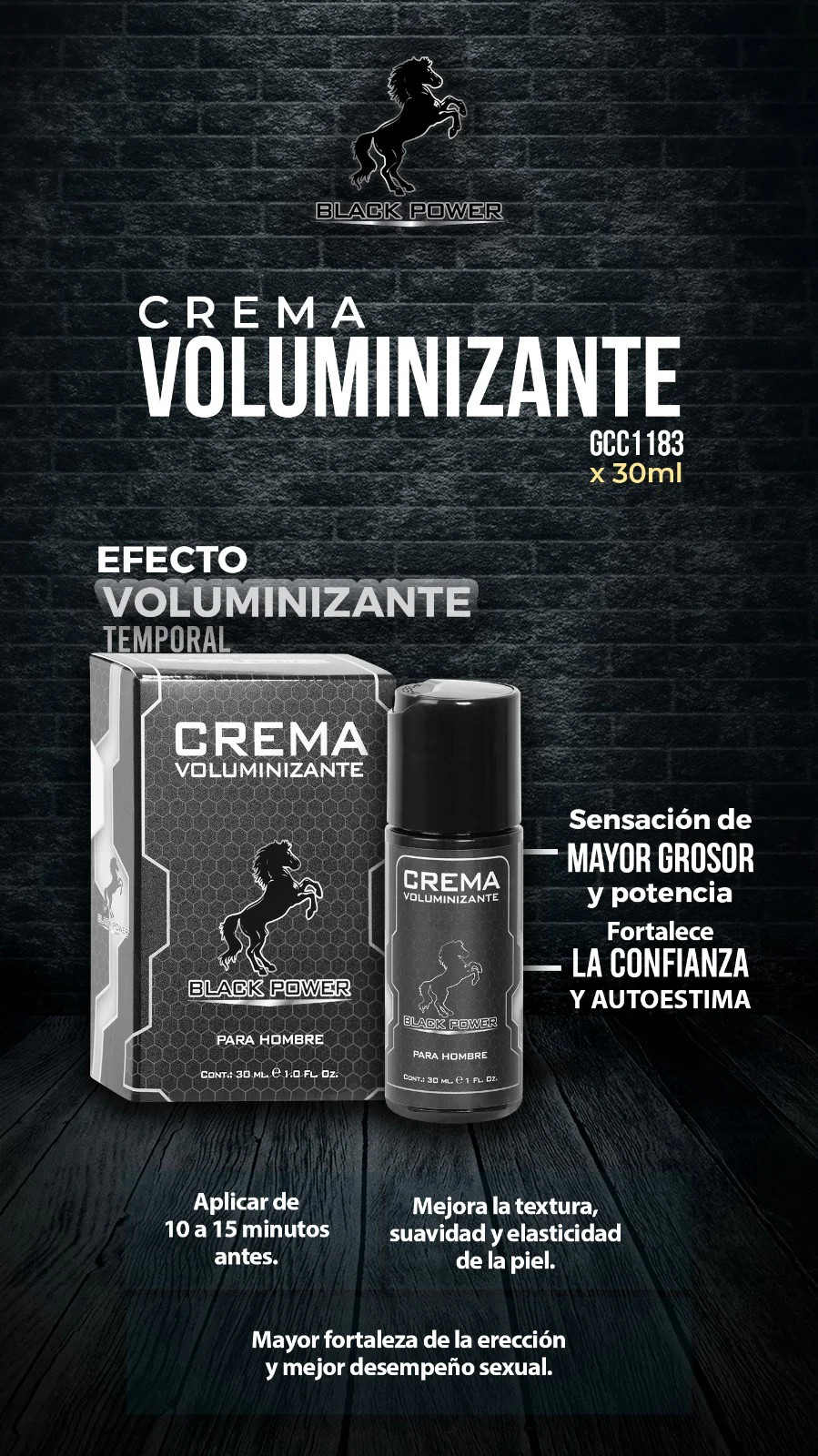 CREMA VOLUMINIZANTE X 30 ML BLACK POWER